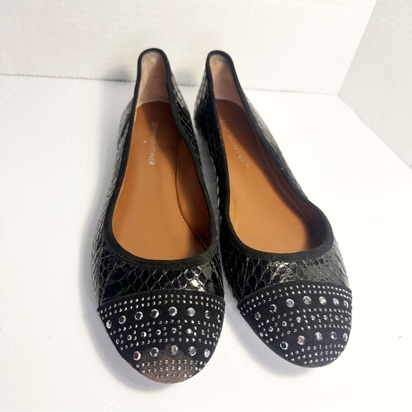 Donald J Pliner Reptile Print Studded Toe Leather Ballet Flats 8.5 - Picture 2 of 10